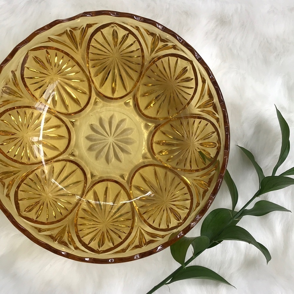 Crystal amber bowl- vintage